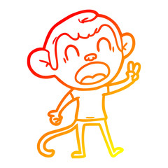 warm gradient line drawing shouting cartoon monkey