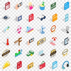 Fototapeta na wymiar Music note icons set. Isometric style of 36 music note vector icons for web for any design