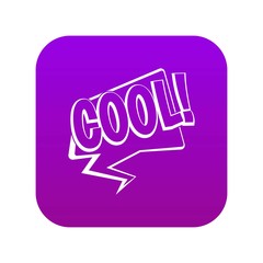 COOL, comic text speech bubble icon digital purple for any design isolated on white vector illustration