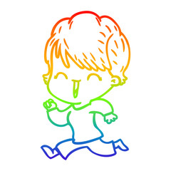 rainbow gradient line drawing cartoon laughing woman