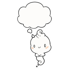 cartoon ghost and thought bubble