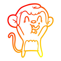 warm gradient line drawing crazy cartoon monkey