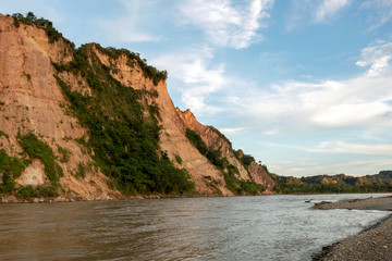 Fototapeta na wymiar Sunset at Beni river cliffs, adventure in jungles of Madidi national park, Amazon river basin in Bolivia, South America