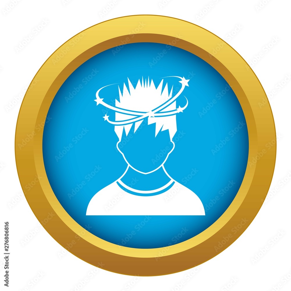Sticker Man with dizziness icon blue vector isolated on white background for any design - Stickers