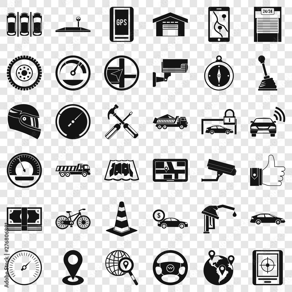 Poster machine icons set. simple style of 36 machine vector icons for web for any design