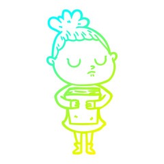 cold gradient line drawing cartoon calm woman