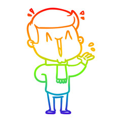 rainbow gradient line drawing cartoon excited man
