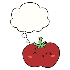 cartoon tomato and thought bubble