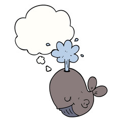 cartoon spouting whale and thought bubble