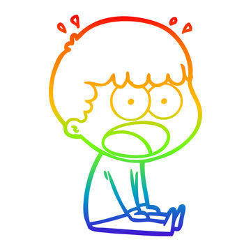 recommend clip art: rainbow gradient line drawing cartoon shocked man