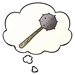 cartoon mace and thought bubble in smooth gradient style