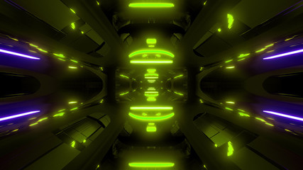 futuristic scifi background wallpaper background with green glow 3d render