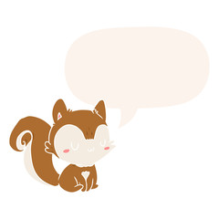 cartoon squirrel and speech bubble in retro style