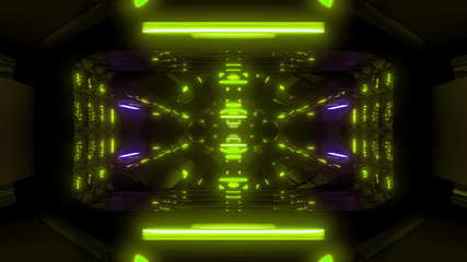 futuristic scifi background wallpaper background with green glow 3d render