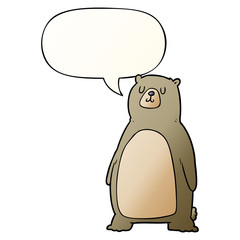 cartoon bear and speech bubble in smooth gradient style