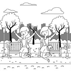 Teenager girls cartoons design vector illustrator