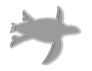 Turtle paper cut design, underwater animal wire frame vector illustration on a white background