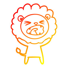 warm gradient line drawing cartoon lion