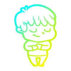 cold gradient line drawing happy cartoon boy