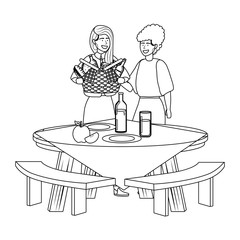 Women friends having picnic design