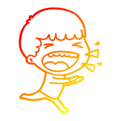 warm gradient line drawing cartoon laughing man