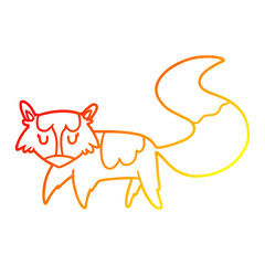 warm gradient line drawing cartoon fox