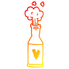 warm gradient line drawing cartoon bottle of beer