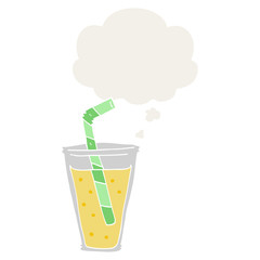 cartoon fizzy drink and thought bubble in retro style