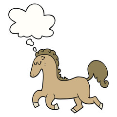 cartoon horse running and thought bubble
