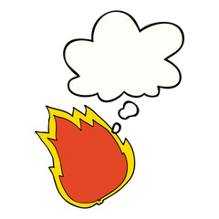 cartoon fire and thought bubble