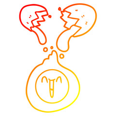 warm gradient line drawing cartoon cracked egg