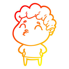warm gradient line drawing cartoon man pouting