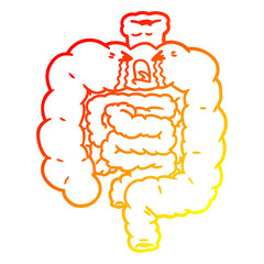 warm gradient line drawing cartoon intestines crying