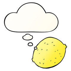 cartoon lemon and thought bubble in smooth gradient style