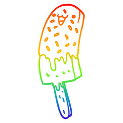 rainbow gradient line drawing cute cartoon happy ice lolly