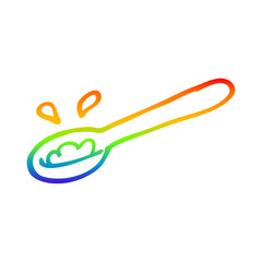 rainbow gradient line drawing cartoon ladle of food