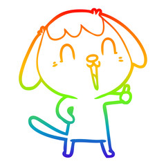 rainbow gradient line drawing cute cartoon dog