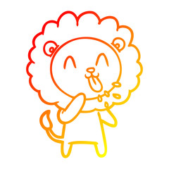 warm gradient line drawing happy cartoon lion