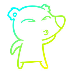 cold gradient line drawing cartoon whistling bear