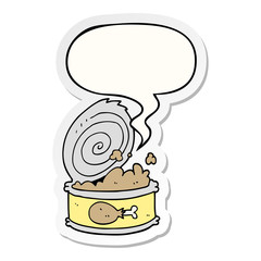 cartoon canned food and speech bubble sticker