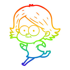 rainbow gradient line drawing happy cartoon girl