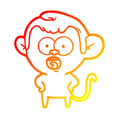 Fototapeta premium warm gradient line drawing cartoon shocked monkey