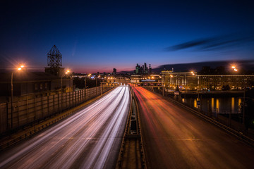 Long Exposure Moscow Avenue at Night with Car Light Trails © goldenporshe