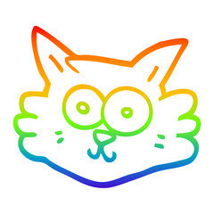 rainbow gradient line drawing cartoon cat face