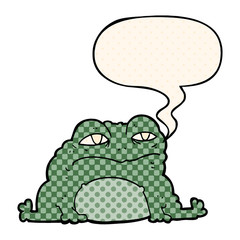 cartoon toad and speech bubble in comic book style