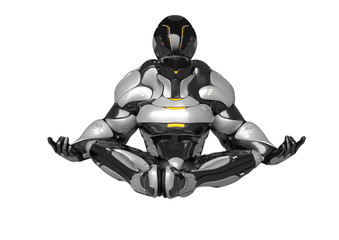 sci fi astronaut cartoon doing yoga in a white background