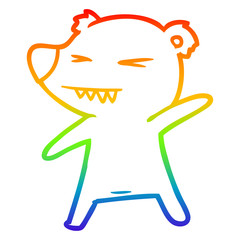 rainbow gradient line drawing angry polar bear cartoon