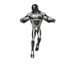 sci fi astronaut cartoon is is floating on the air in a white background