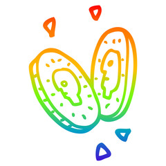 rainbow gradient line drawing cartoon money coins