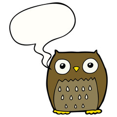 cartoon owl and speech bubble